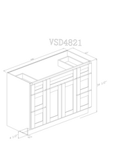 48" Vanity Almond White (Without sink and countertop) Both side 3 Drawers